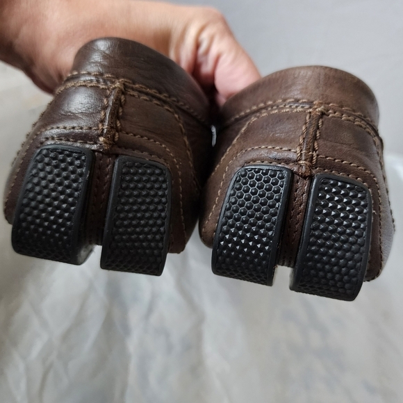CLARKS ASHMONT RACE Brown Leather Slip-On Driving Loafers Men's 10 Classic EUC - Picture 8 of 13